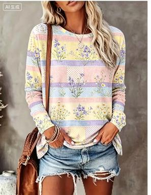 قميص نسائي بأكمام طويلة بتصميم - مراجعة T-Shirts وسعره