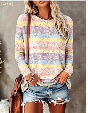 قميص نسائي بأكمام طويلة بتصميم - مراجعة T-Shirts وسعره