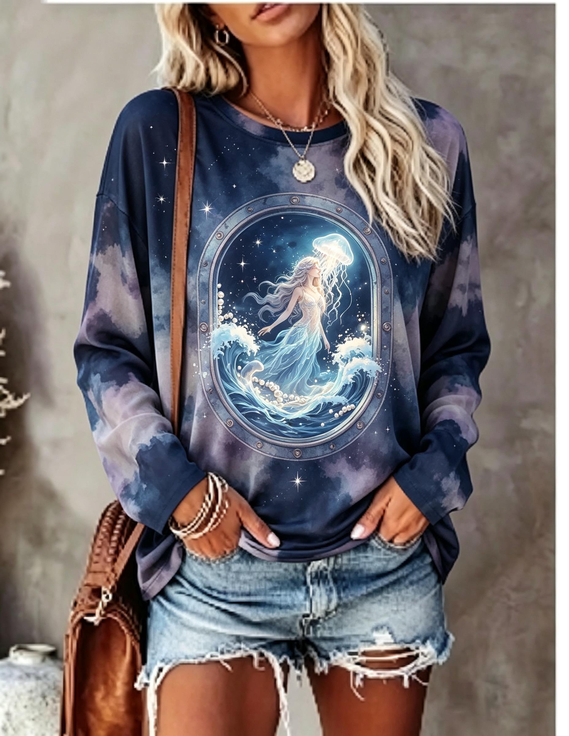 تيشيرت نسائي بأكمام طويلة بطبع - مراجعة T-Shirts وسعره