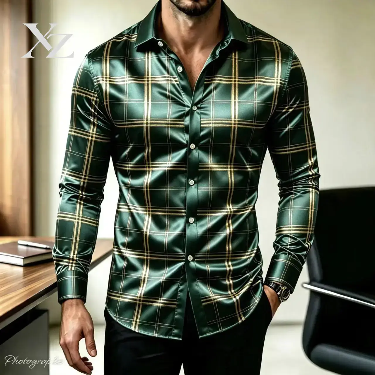 قميص رجالي أنيق بأكمام طويلة و - مراجعة Mens Satin Silk Dress Shirt وسعره