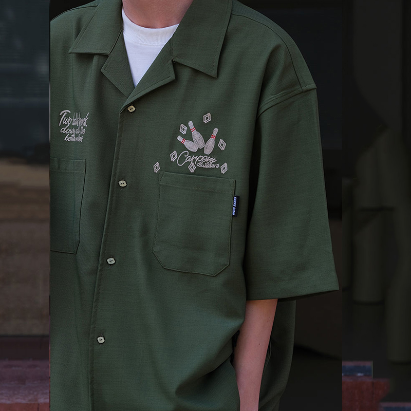 البولينج التطريز الأخضر الأدوا - مراجعة Short Sleeve Bowling Shirt Retro وسعره