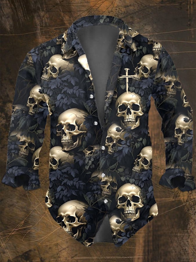 Halloween Men's Dark Skull Pri - مراجعة Vintage Hawaiian Floral Shirt وسعره