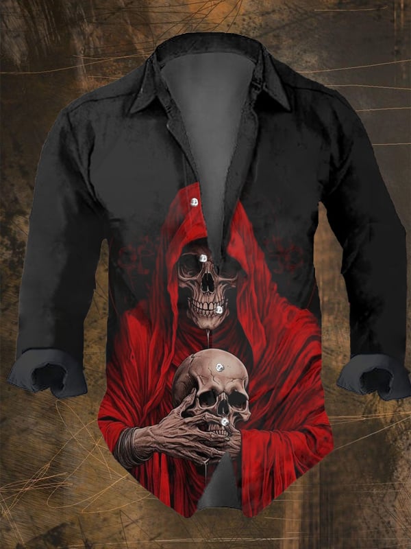 Halloween Men's Dark Skull Pri - مراجعة Vintage Hawaiian Floral Shirt وسعره