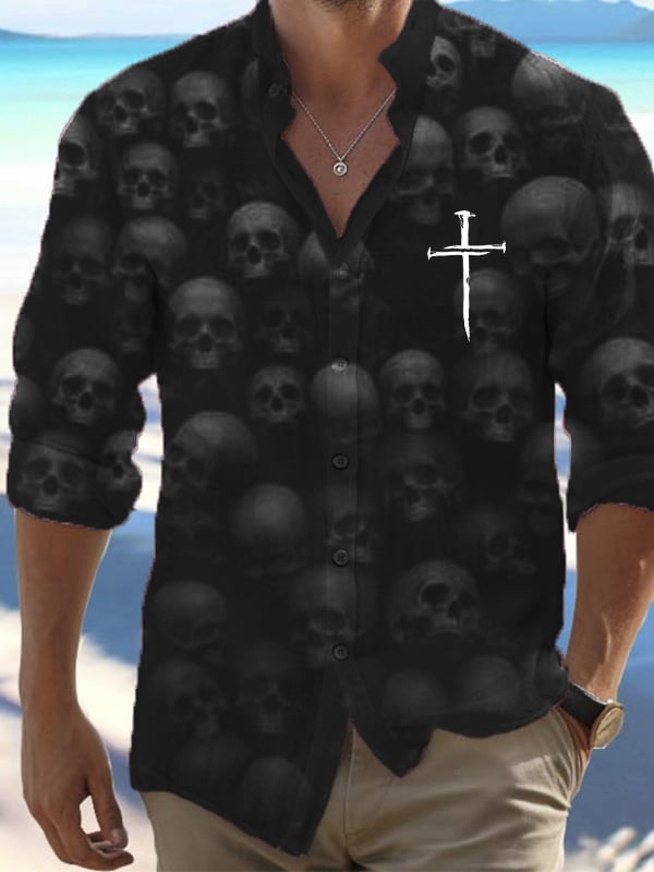 Halloween Men's Dark Skull Pri - مراجعة Vintage Hawaiian Floral Shirt وسعره